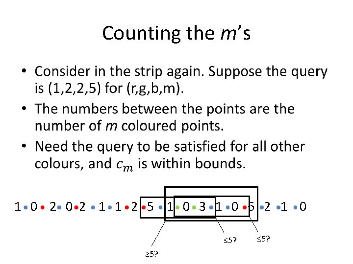 Counting the m’s • 1 0 2 0 2 1 1 2 5 1