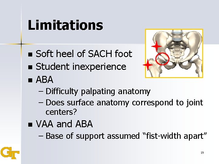 Limitations Soft heel of SACH foot n Student inexperience n ABA n – Difficulty