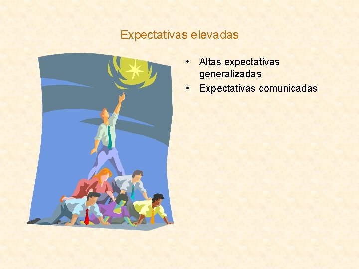 Expectativas elevadas • Altas expectativas generalizadas • Expectativas comunicadas 