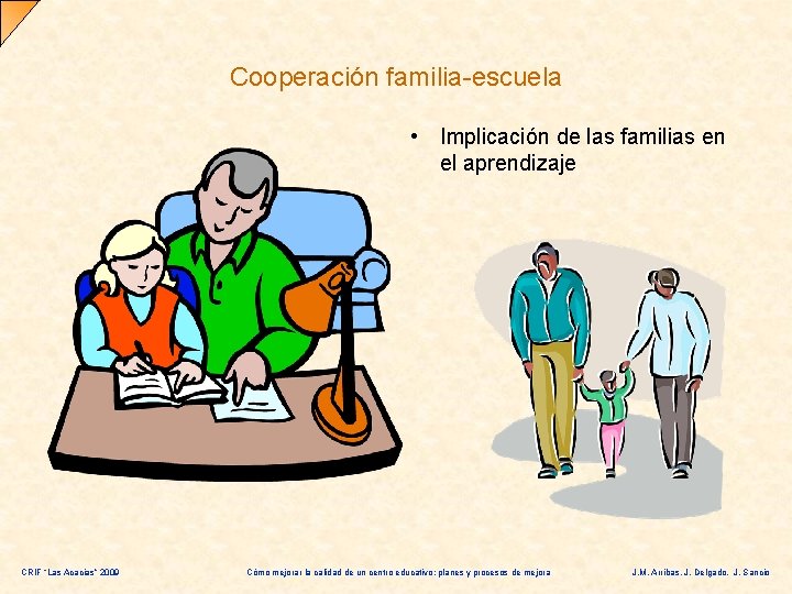 Cooperación familia-escuela • Implicación de las familias en el aprendizaje CRIF “Las Acacias” 2009