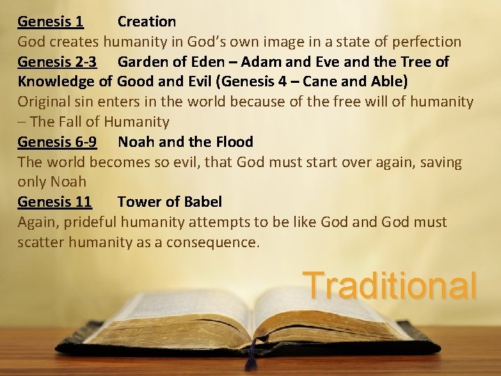 Genesis 1 Creation God creates humanity in God’s own image in a state of
