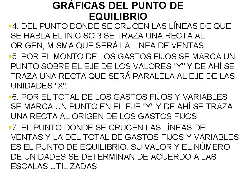 GRÁFICAS DEL PUNTO DE EQUILIBRIO § 4. DEL PUNTO DONDE SE CRUCEN LAS LÍNEAS