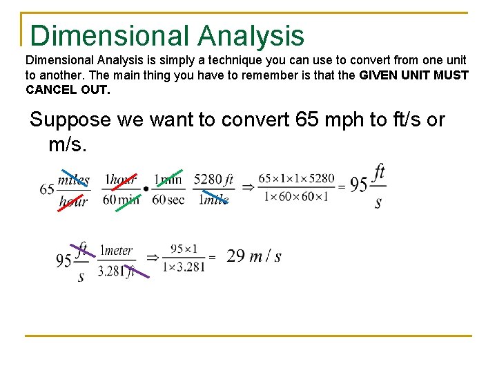 Dimensional Analysis is simply a technique you can use to convert from one unit