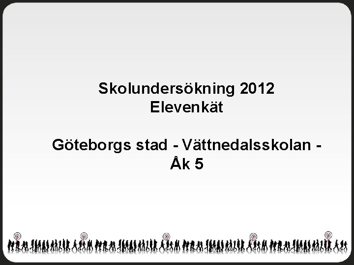 Skolundersökning 2012 Elevenkät Göteborgs stad - Vättnedalsskolan Åk 5 