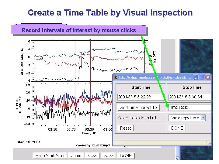 Create a Time Table by Visual Inspection Record intervals of interest by mouse clicks