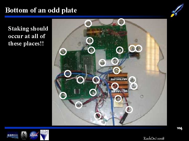 Bottom of an odd plate Staking should occur at all of these places!! 104