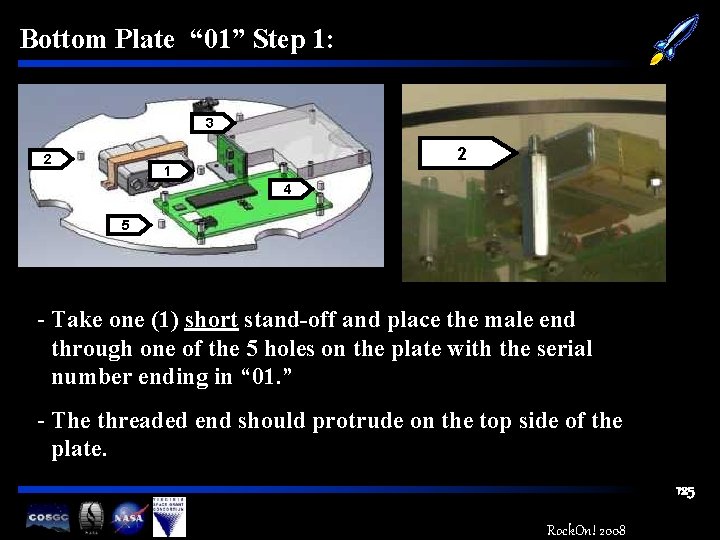 Bottom Plate “ 01” Step 1: 3 2 2 1 4 5 - Take