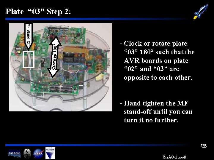 Clocked 180 MF Stand-Off ° Plate “ 03” Step 2: - Clock or rotate