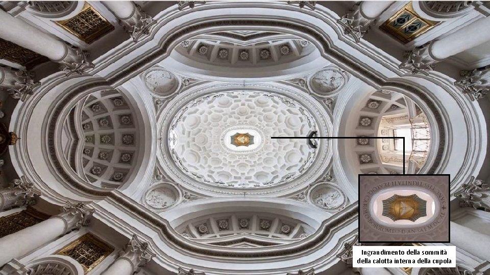 Ingrandimento della sommità della calotta interna della cupola 