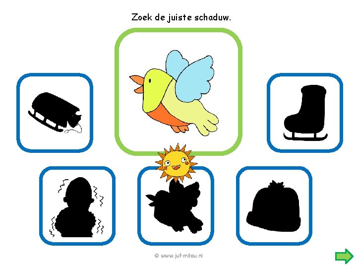 Zoek de juiste schaduw. © www. juf-milou. nl 