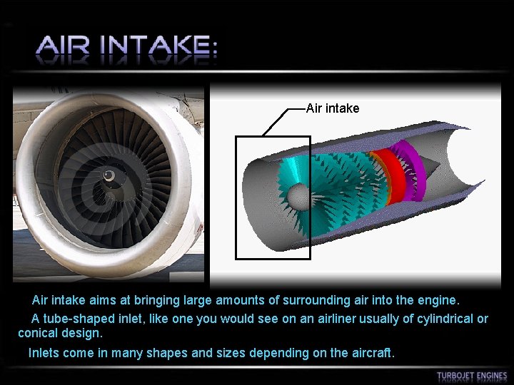 Air intake aims at bringing large amounts of surrounding air into the engine. A