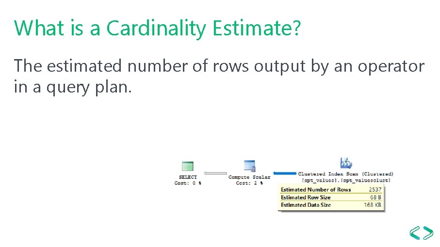 What is a Cardinality Estimate? The estimated number of rows output by an operator