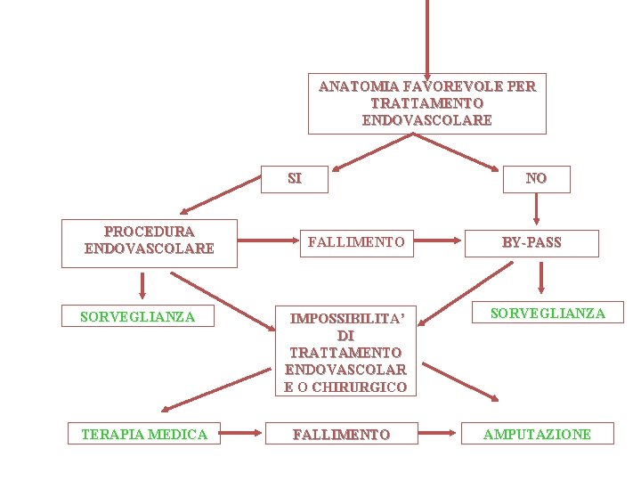 ANATOMIA FAVOREVOLE PER TRATTAMENTO ENDOVASCOLARE SI PROCEDURA ENDOVASCOLARE SORVEGLIANZA TERAPIA MEDICA NO FALLIMENTO IMPOSSIBILITA’