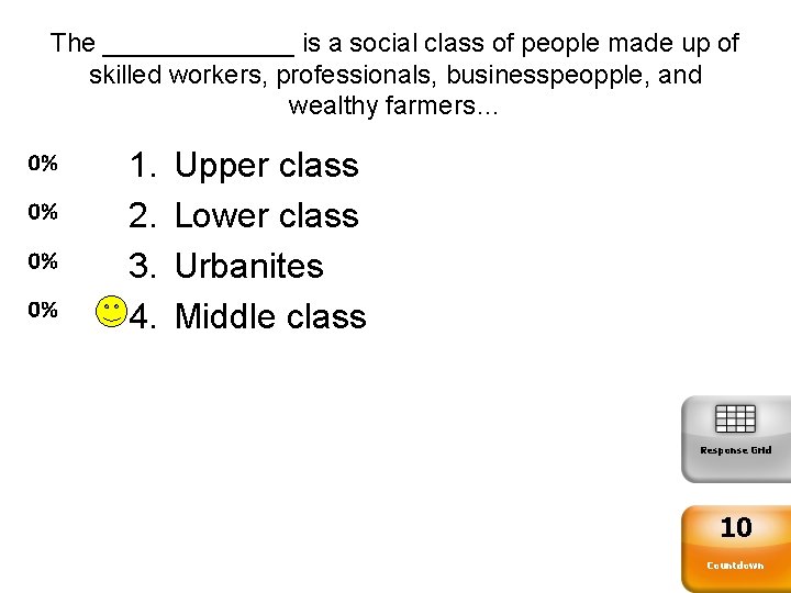 The _______ is a social class of people made up of skilled workers, professionals,