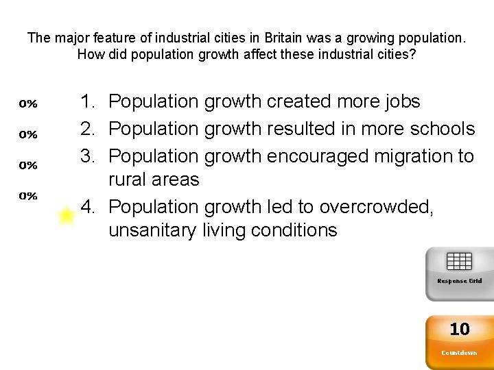 The major feature of industrial cities in Britain was a growing population. How did