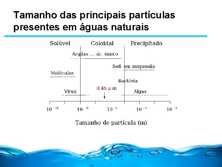 Tamanho das principais partículas presentes em águas naturais 
