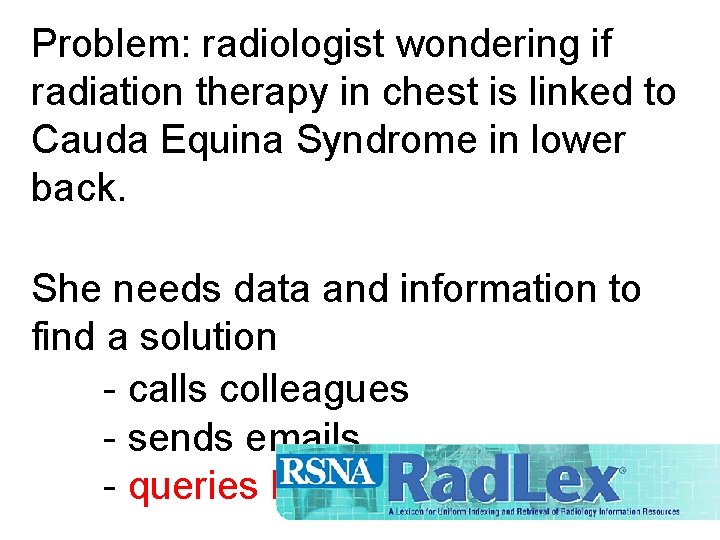 Problem: radiologist wondering if radiation therapy in chest is linked to Cauda Equina Syndrome