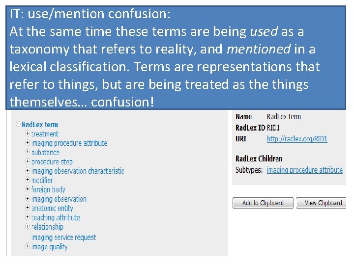 IT: use/mention confusion: At the same time these terms are being used as a