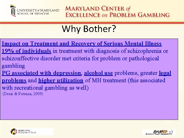 Why Bother? Impact on Treatment and Recovery of Serious Mental Illness 19% of individuals