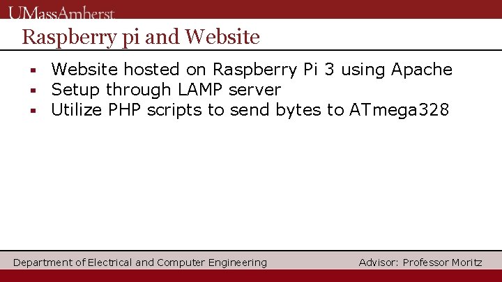 Raspberry pi and Website ▪ Website hosted on Raspberry Pi 3 using Apache ▪