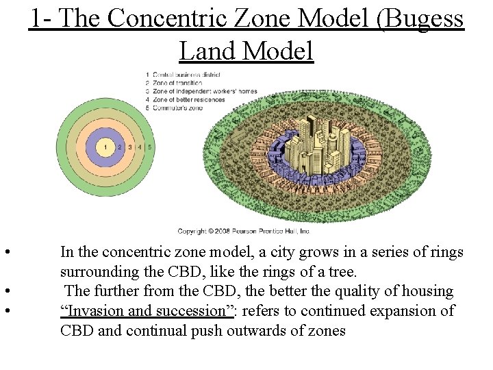 1 - The Concentric Zone Model (Bugess Land Model • • • In the