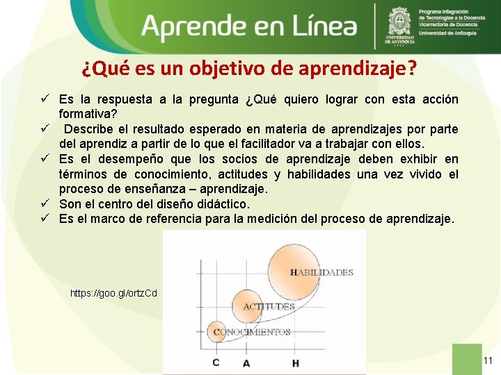 ¿Qué es un objetivo de aprendizaje? ü Es la respuesta a la pregunta ¿Qué