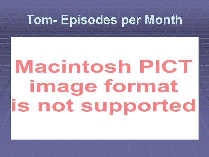 Tom- Episodes per Month 