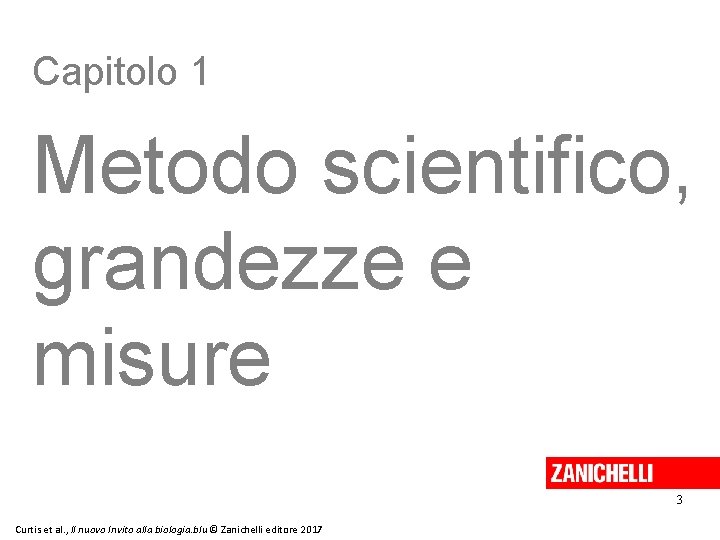Capitolo 1 Metodo scientifico, grandezze e misure 3 Curtis et al. , Il nuovo Capitolo 1 Metodo scientifico, grandezze e misure 3 Curtis et al. , Il nuovo