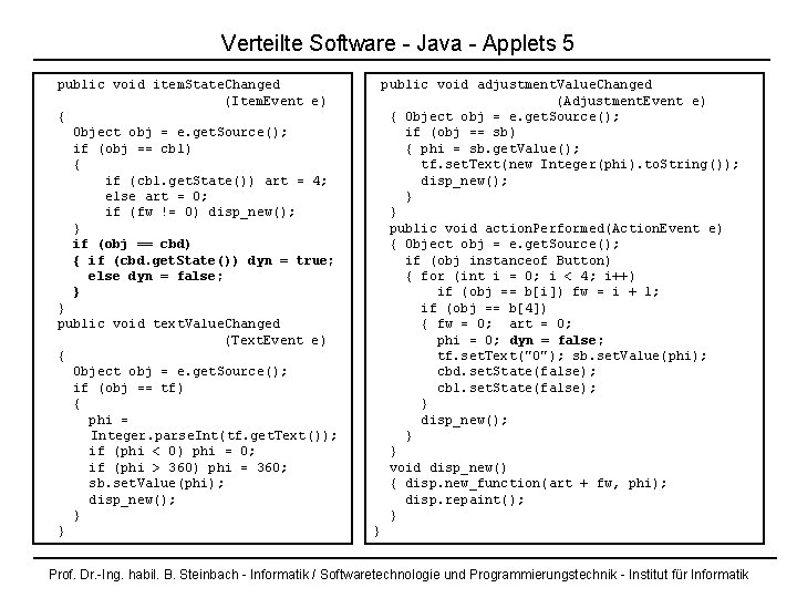 Verteilte Software - Java - Applets 5 public void item. State. Changed (Item. Event