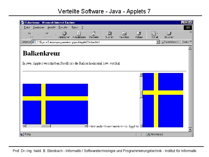 Verteilte Software - Java - Applets 7 Prof. Dr. -Ing. habil. B. Steinbach -