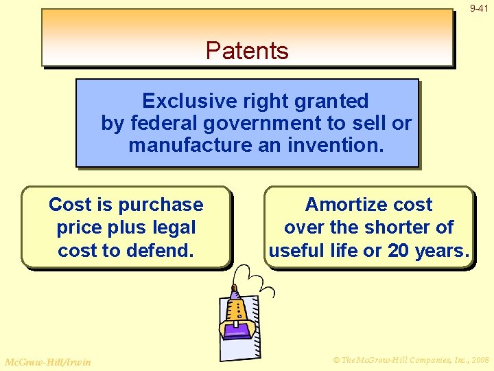 9 -41 Patents Exclusive right granted by federal government to sell or manufacture an