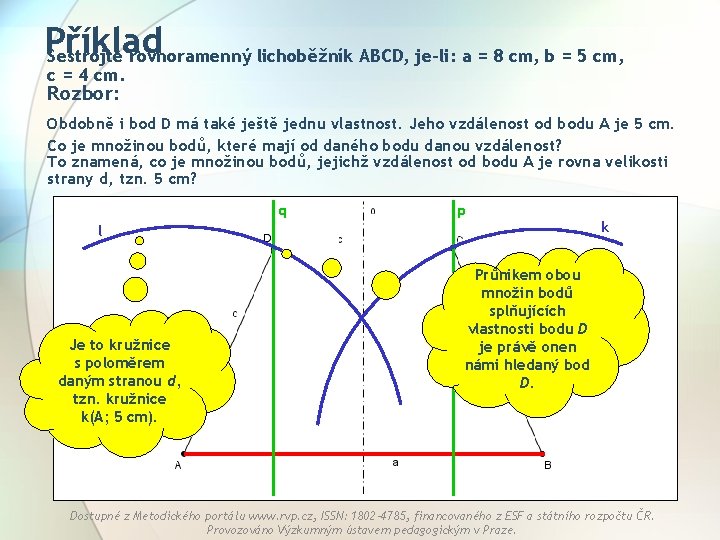 Příklad Sestrojte rovnoramenný lichoběžník ABCD, je-li: a = 8 cm, b = 5 cm,