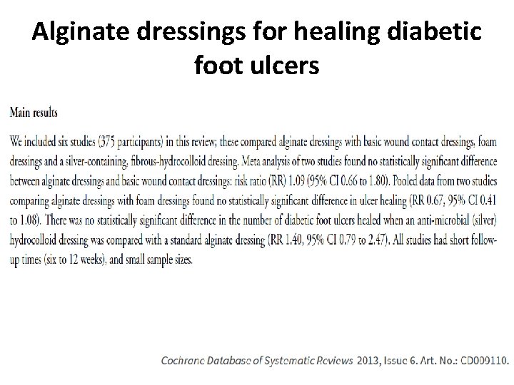 Alginate dressings for healing diabetic foot ulcers 
