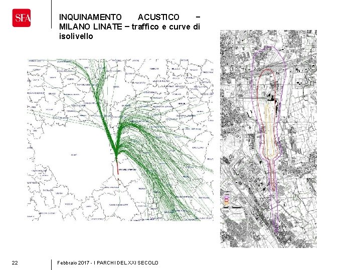 INQUINAMENTO ACUSTICO – MILANO LINATE – traffico e curve di isolivello 22 Febbraio 2017