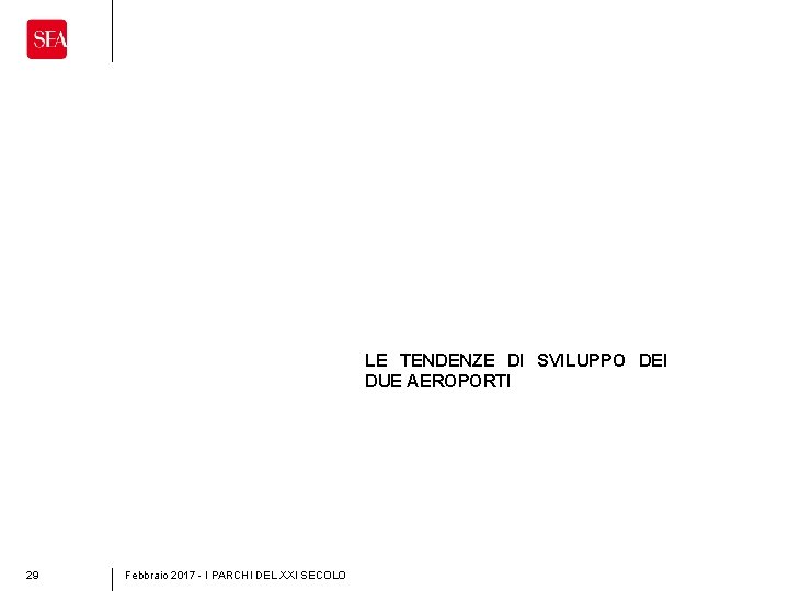 LE TENDENZE DI SVILUPPO DEI DUE AEROPORTI 29 Febbraio 2017 - I PARCHI DEL