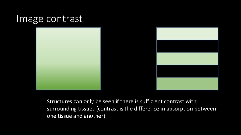 Image contrast Structures can only be seen if there is sufficient contrast with surrounding