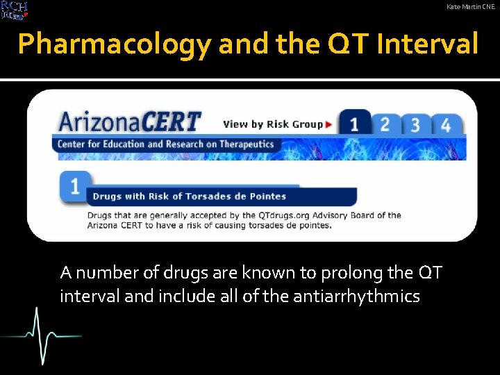 Kate Martin CNE Pharmacology and the QT Interval A number of drugs are known