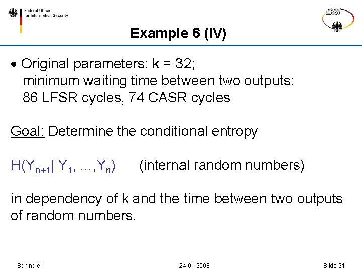 Example 6 (IV) · Original parameters: k = 32; minimum waiting time between two