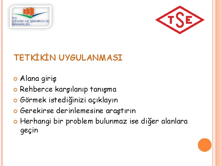 TETKİKİN UYGULANMASI Alana giriş Rehberce karşılanıp tanışma Görmek istediğinizi açıklayın Gerekirse derinlemesine araştırın Herhangi