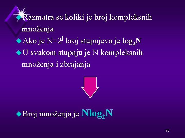 u Razmatra se koliki je broj kompleksnih množenja j u Ako je N=2 broj