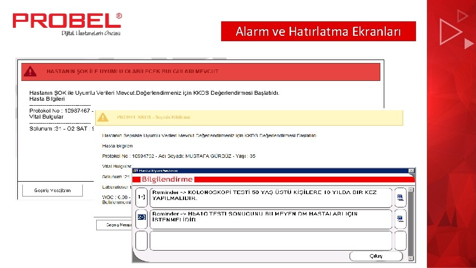 Alarm ve Hatırlatma Ekranları 