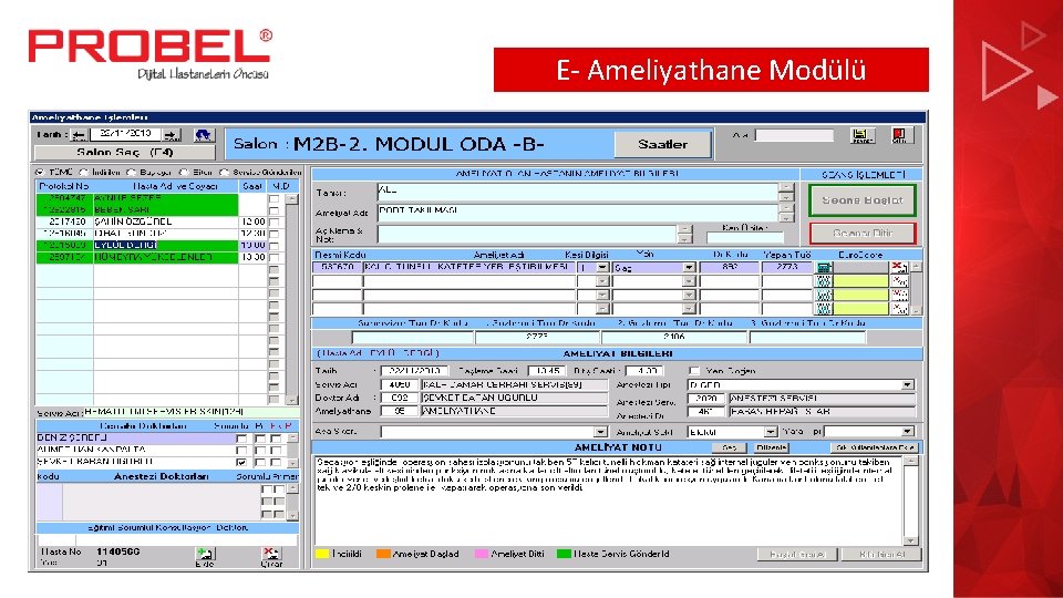 E- Ameliyathane Modülü 