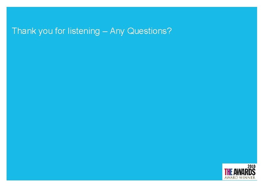 Thank you for listening – Any Questions? 
