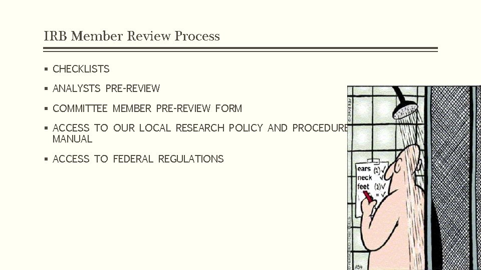 IRB Member Review Process § CHECKLISTS § ANALYSTS PRE-REVIEW § COMMITTEE MEMBER PRE-REVIEW FORM