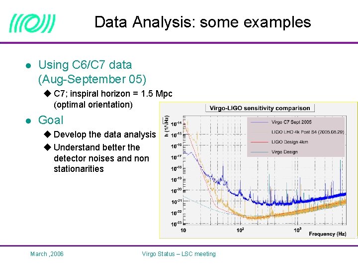 Data Analysis: some examples l Using C 6/C 7 data (Aug-September 05) u C