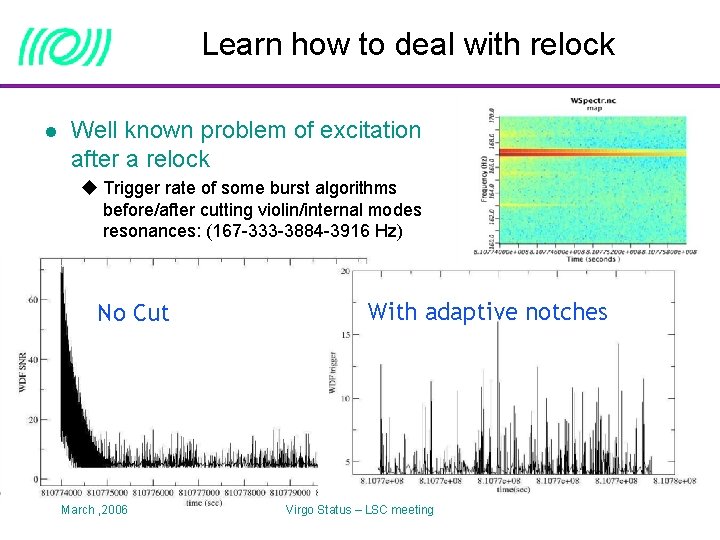 Learn how to deal with relock l Well known problem of excitation after a