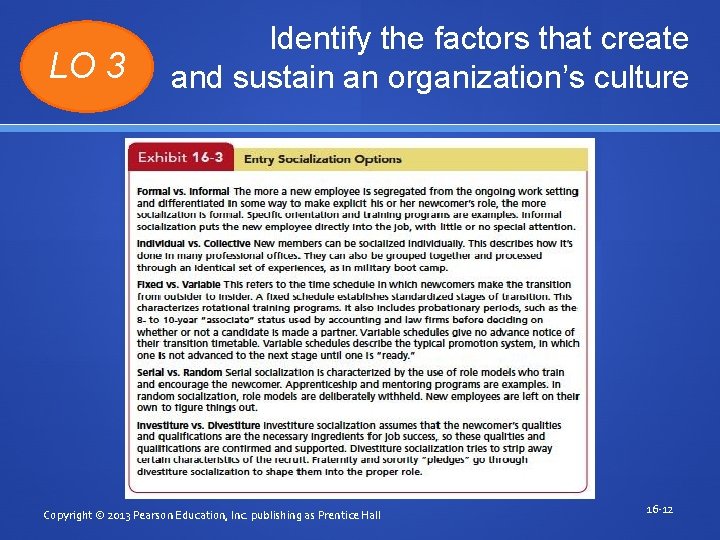 LO 3 Identify the factors that create and sustain an organization’s culture Copyright ©