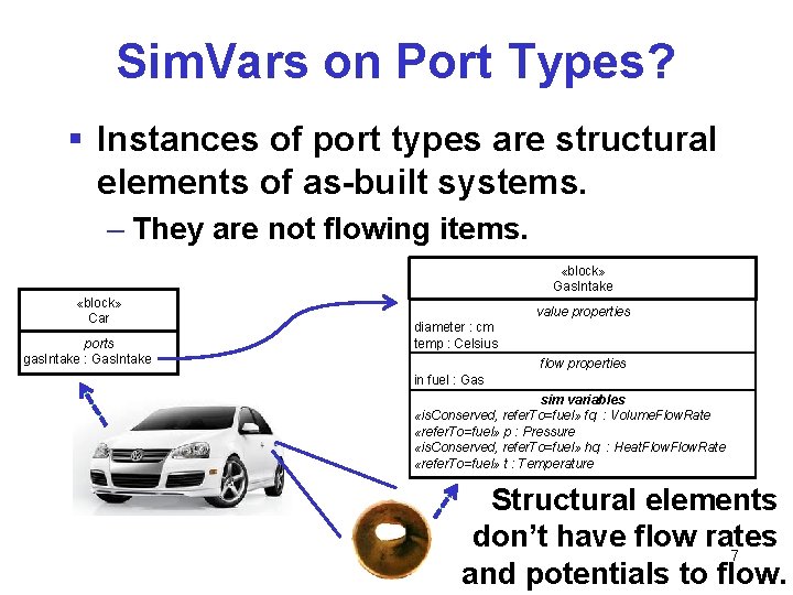 Sim. Vars on Port Types? § Instances of port types are structural elements of