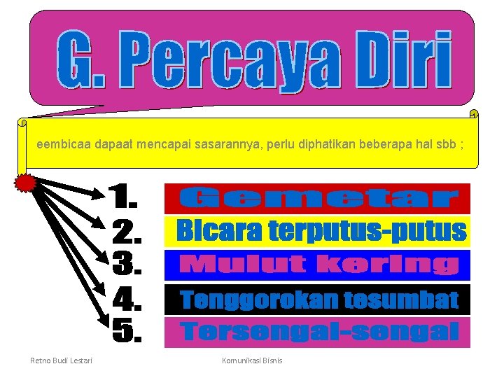 eembicaa dapaat mencapai sasarannya, perlu diphatikan beberapa hal sbb ; Retno Budi Lestari Komunikasi