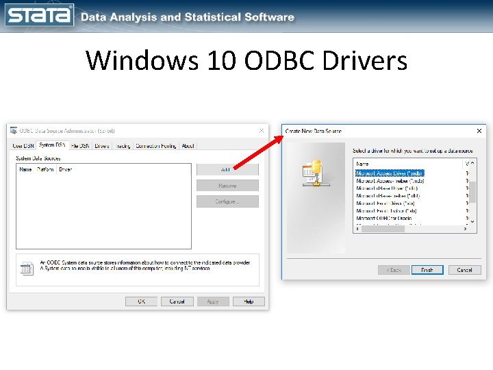 Windows 10 ODBC Drivers 